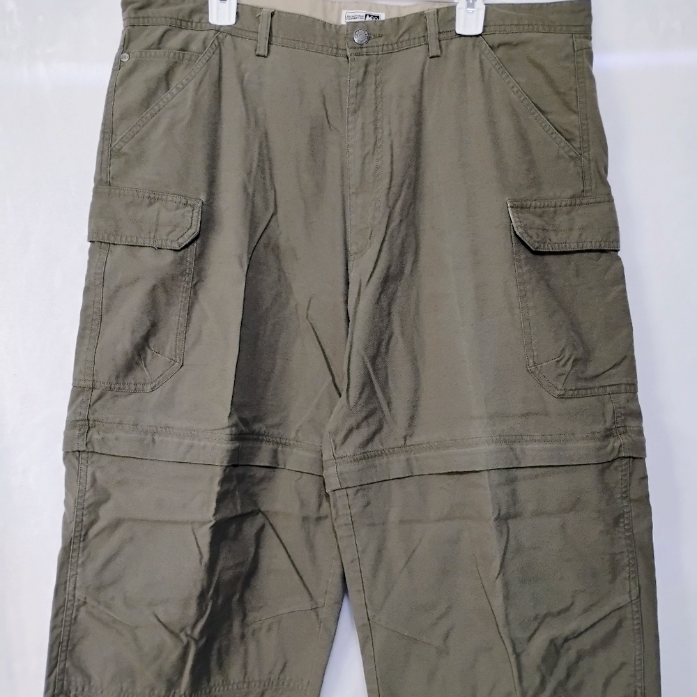 REI Mens 40 Regular Convertible Cargo Pants Olive Green Hiking Zip Off Shorts J